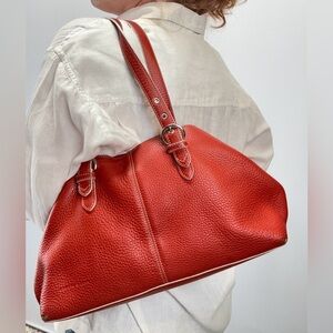 WILSONS LEATHER Pelle‎ Studio orange pebble leather handbag.